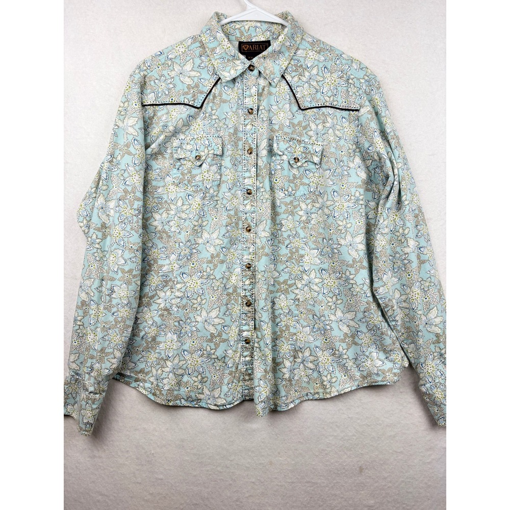 Ariat Floral Western Shirt Womens XXL Button Front Cowgirl Rodeo